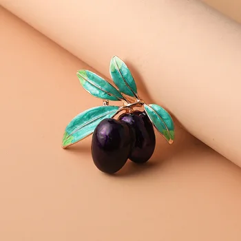 Уникальные броши с вишневыми фруктами для женщин в винтажном этническом стиле СинеФиолетовые Аксессуары для букетов с растениями Подарки для вечеринок