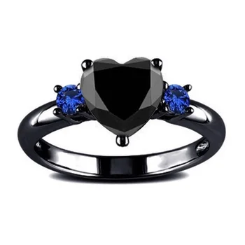 Модные кольца с цирконом в виде сердца черного цвета для женщин в стиле ретро Хип-хоп, роскошное кольцо на указательный палец, ювелирные аксессуары для девочек-готов, подарок
