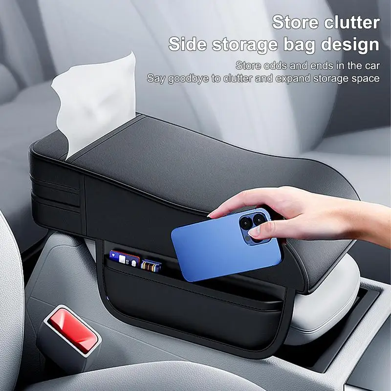 Накладка на подлокотник автомобиля с боковым карманом для салфеток из пены с эффектом памяти, защитная подушка для подлокотника автомобиля в салоне Изображение 1