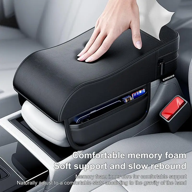 Накладка на подлокотник автомобиля с боковым карманом для салфеток из пены с эффектом памяти, защитная подушка для подлокотника автомобиля в салоне Изображение 2