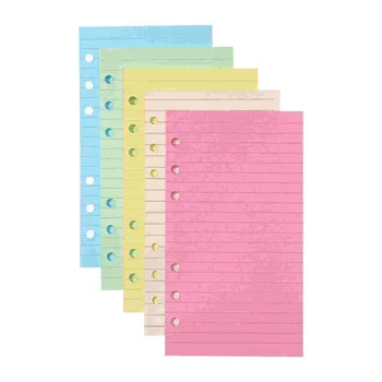 Разноцветные 6-луночные перфорированные линейчатые заправочные вставки, линейчатый наполнитель, бумага для личного ежедневника на 6 колец, папка-органайзер, 5 цветов, 50