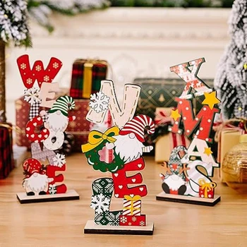 Деревянный рождественский декор, рождественские украшения для столов, Декор рождественского стола из дерева Санта-Клауса, Долговечные деревянные украшения