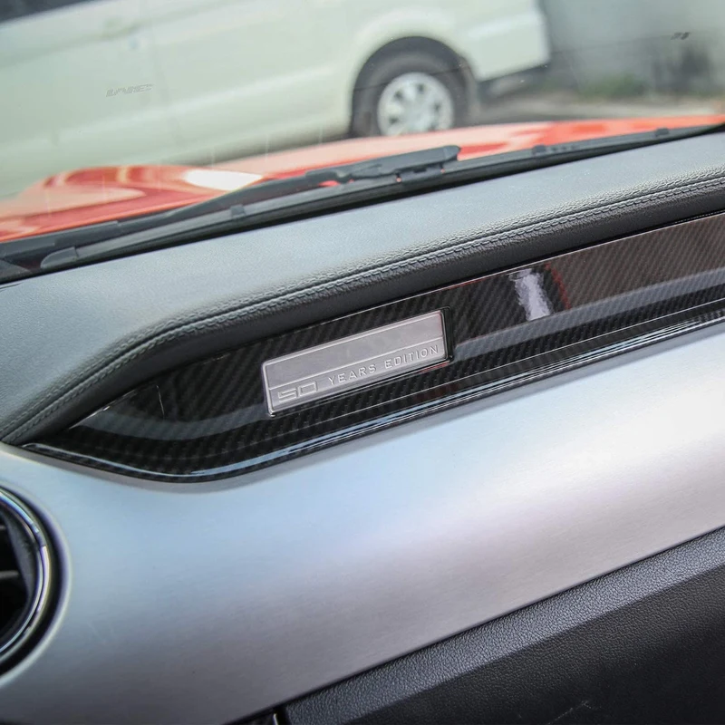 Внутренняя накладка на приборную панель второго пилота для Ford Mustang 2015-2017, накладка на приборную панель из углеродного волокна, накладка на приборную панель 2015-2017 гг. Изображение 3