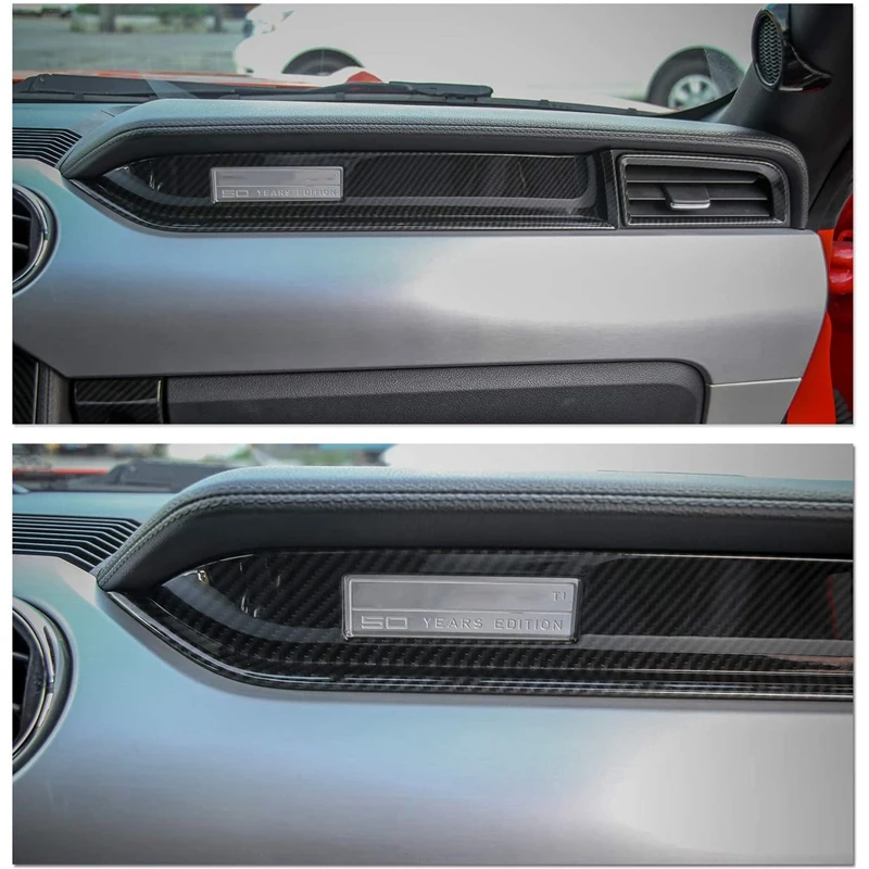 Внутренняя накладка на приборную панель второго пилота для Ford Mustang 2015-2017, накладка на приборную панель из углеродного волокна, накладка на приборную панель 2015-2017 гг. Изображение 5