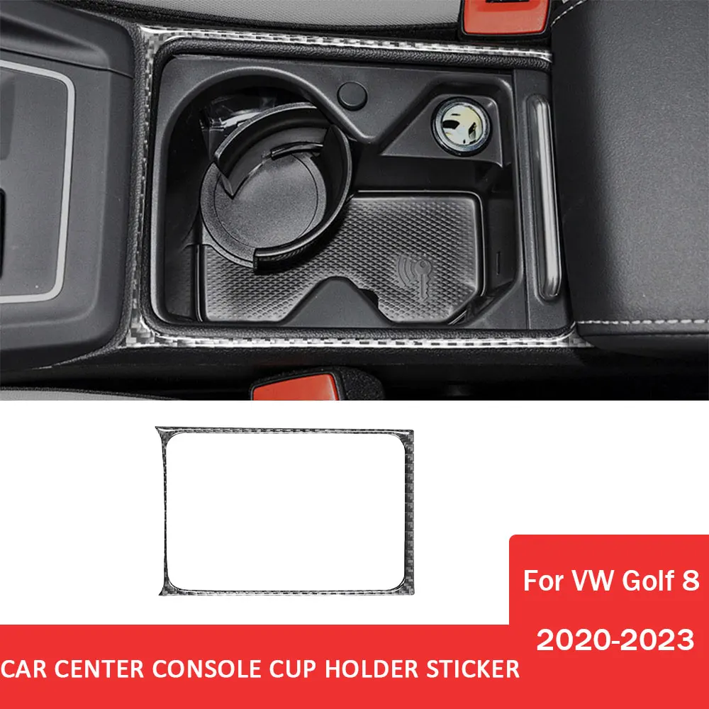 Углеродное Волокно для Volkswagen VW Golf 8 MK8 2020-2023 Центральная Консоль Автомобиля Держатель Стакана Воды Накладка Наклейка Аксессуары Для Интерьера Авто Изображение 0