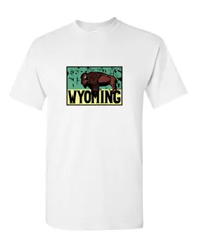 Футболка в стиле ретро State Travel Souvenir из 100% хлопка Wyoming Buffalo Roam