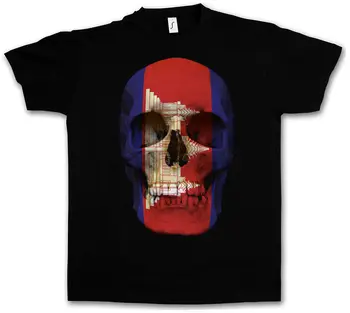Классическая футболка с черепом и флагом Камбоджи, футболка с байкерским баннером MC, размеры S 5XL