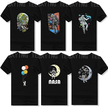 Женская футболка NASA Cute Astronaut Moon Space Graphic, футболки с коротким рукавом, эстетическая одежда, футболка с изображением Солнечной системы, графический наряд