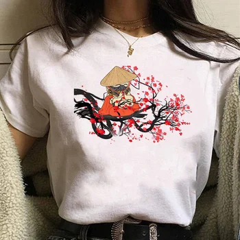Самурайские футболки женская забавная футболка с комиксами манга женская уличная одежда с комиксами графическая одежда