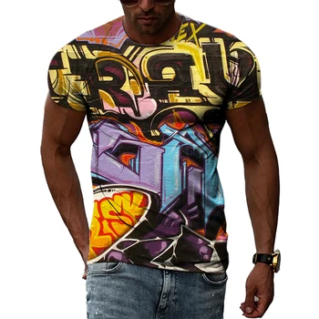 Летние футболки с 3D-печатью в уличном стиле в стиле хип-хоп, Мужская мода, Красивый тренд, Повседневная индивидуальность, Футболки с круглым вырезом и коротким рукавом, топы